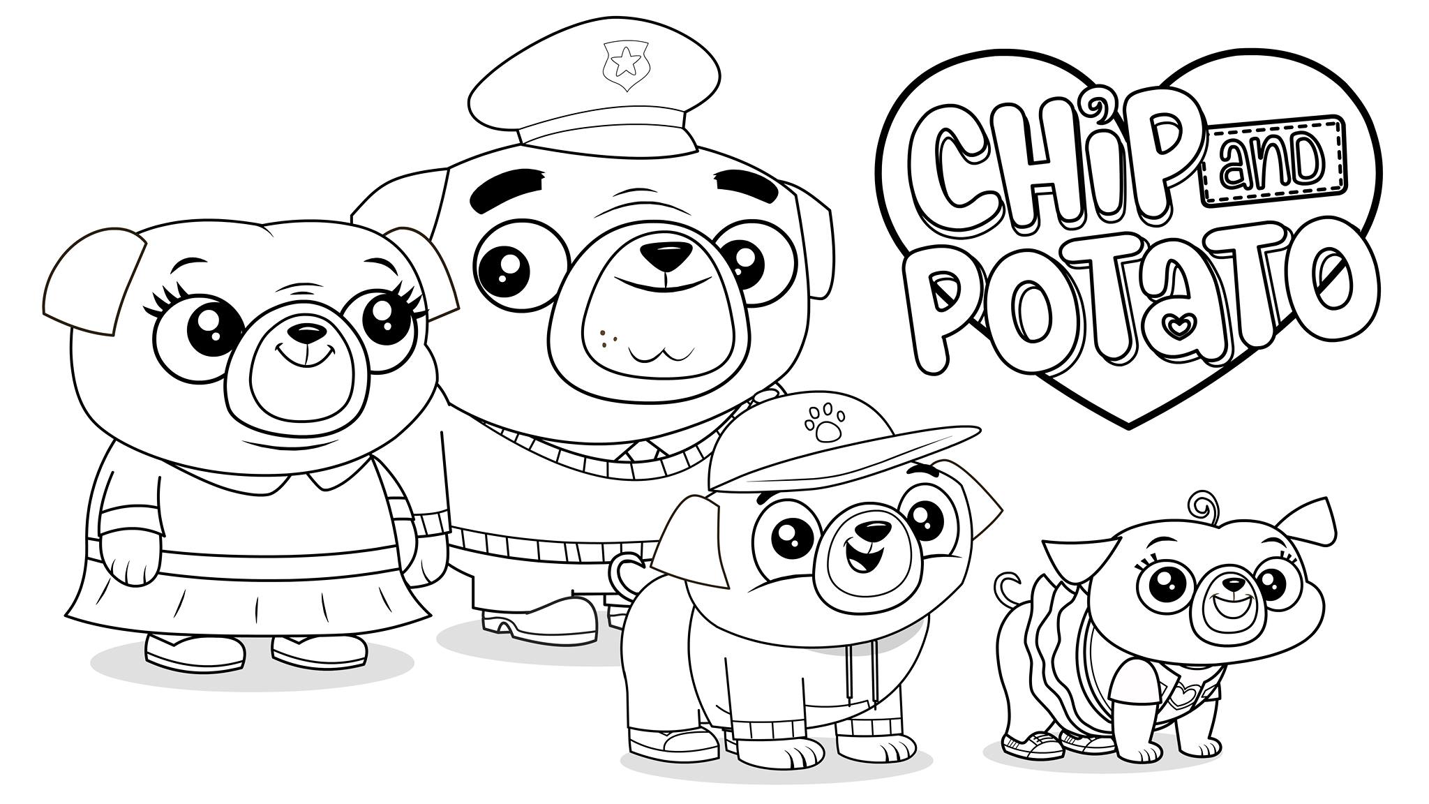 Chip with Family colouring sheet