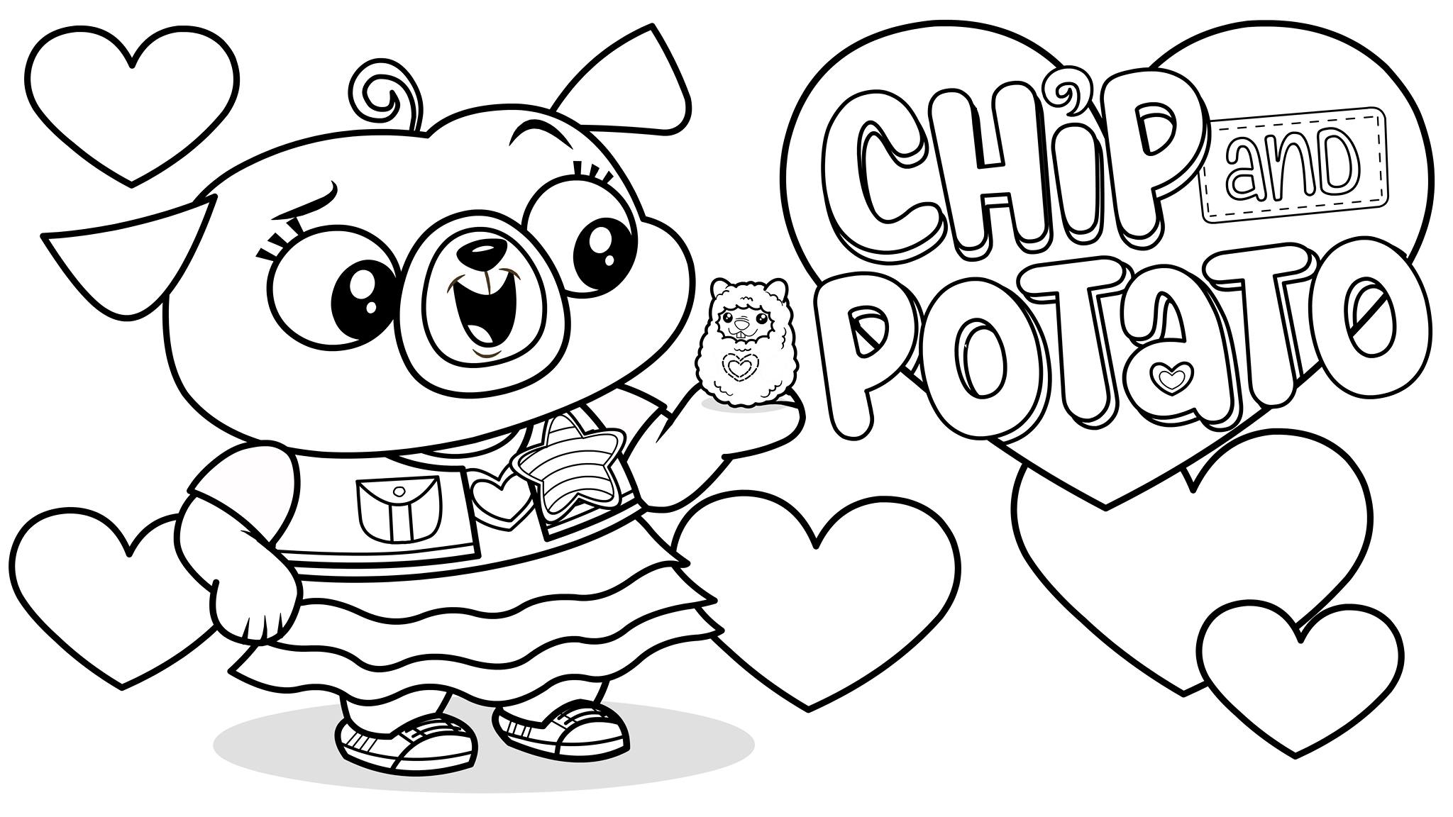 Chip Holding Potato Colouring Sheet