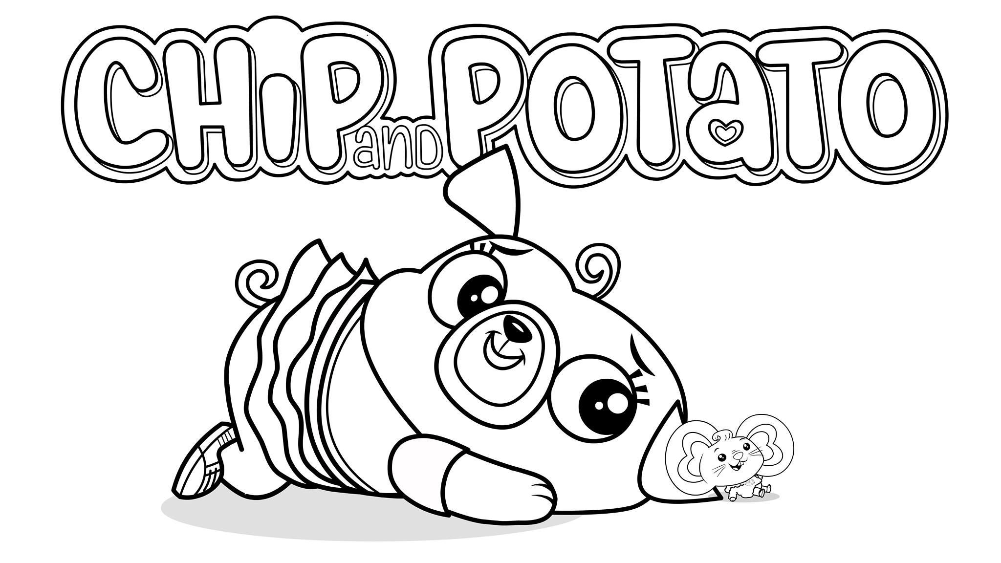 Chip and Potato Colouring Sheet