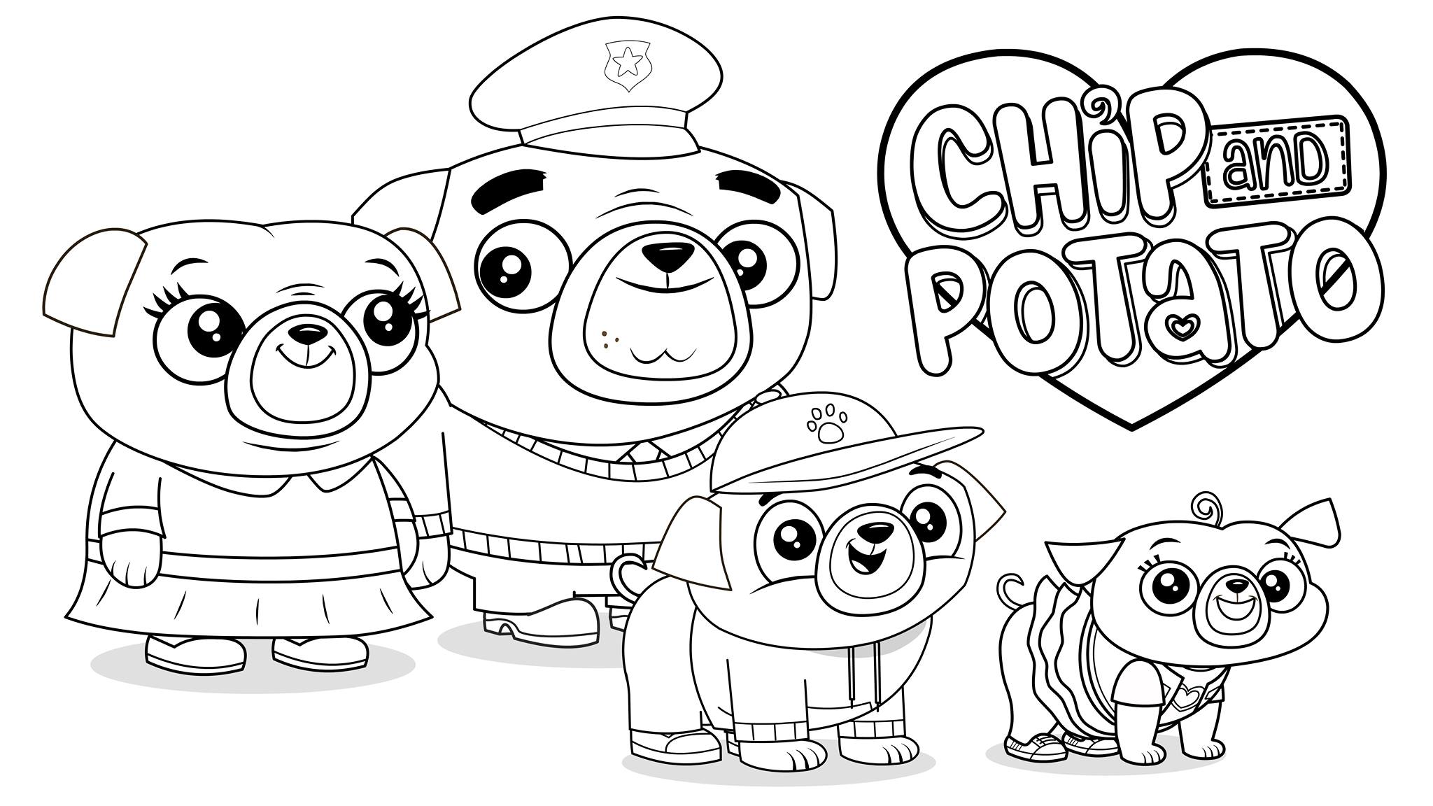 Chip and Family Colouring Sheet